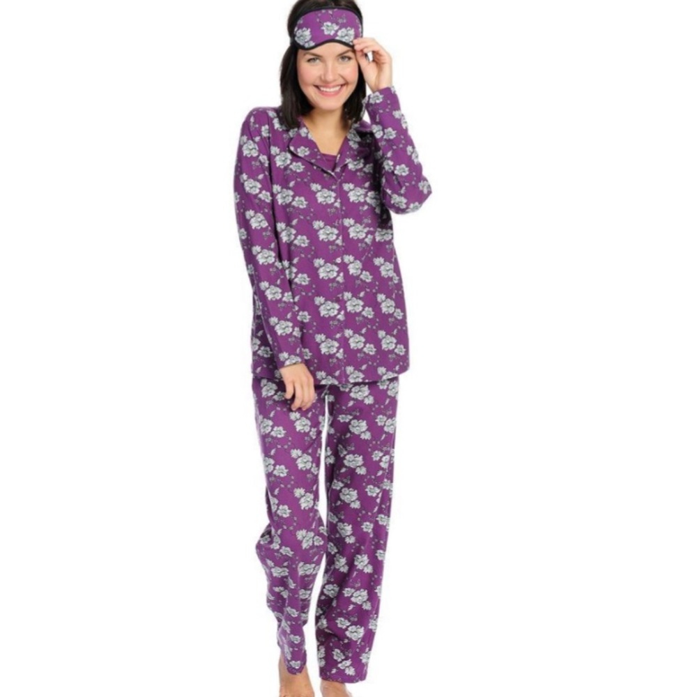 Everyday Koze by Harve Benard 4 Piece Pajamas S Small Pant Set Purple Floral
